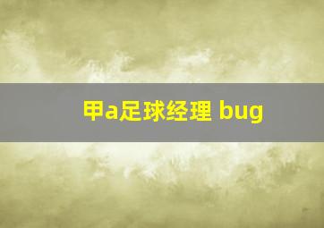 甲a足球经理 bug